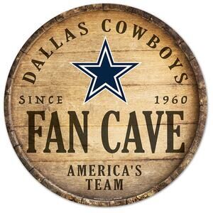NFL Cowboys 14"  Barrel Sign Fan Cave Brown Retro Dallas Wall Football New Logo